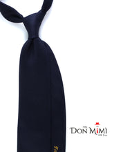 3-Fold Tie SEMANTICA in Dark Blue silk gauze Fortuna Audaces Iuvat